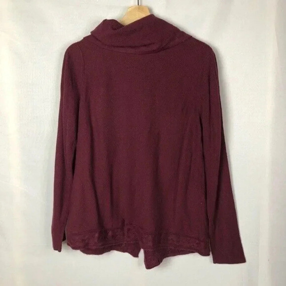 Croft & Barrow Maroon Burgundy Red Cowl Neck Cable Knit Pullover Sweater L - Picture 2 of 7